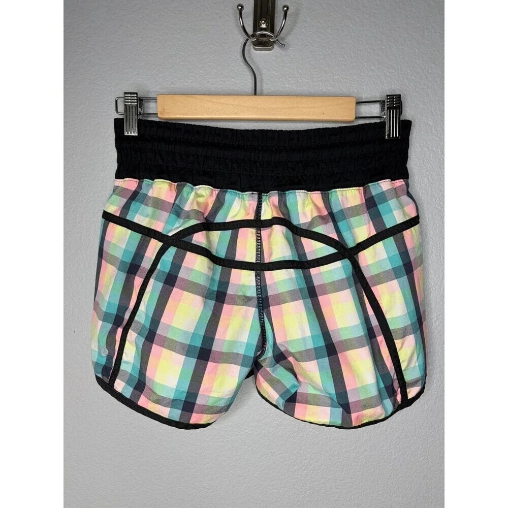Lululemon Run: Speed Short *2-way Stretch Wee Wheezy Check Bleached Coral Size 6